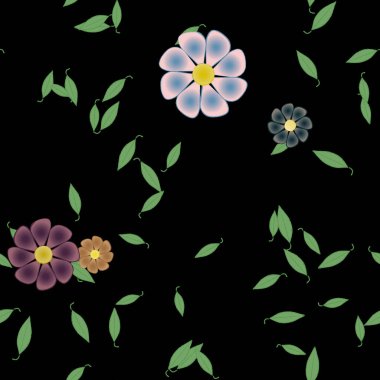 Yapraklı çiçek yapraklarının vektör çizimi, botanik arka plan