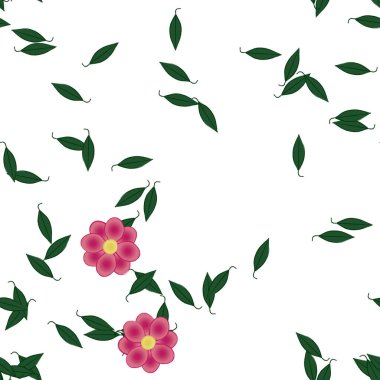 Yapraklı çiçek yapraklarının vektör çizimi, botanik arka plan