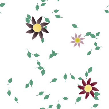 Yapraklı çiçek yapraklarının vektör çizimi, botanik arka plan