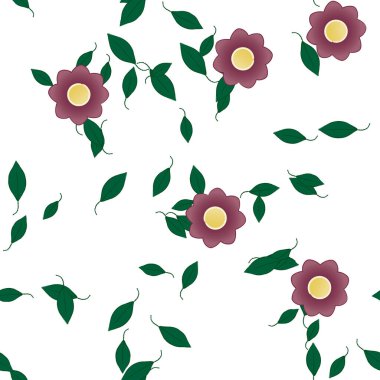 Yapraklı çiçek yapraklarının vektör çizimi, botanik arka plan