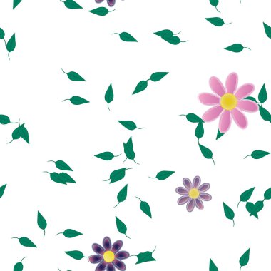 Yapraklı çiçek yapraklarının vektör çizimi, botanik arka plan