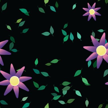 Yapraklı çiçek yapraklarının vektör çizimi, botanik arka plan