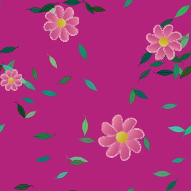 Yapraklı çiçek yapraklarının vektör çizimi, botanik arka plan