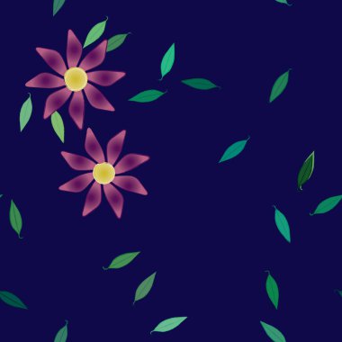 Yapraklı çiçek yapraklarının vektör çizimi, botanik arka plan