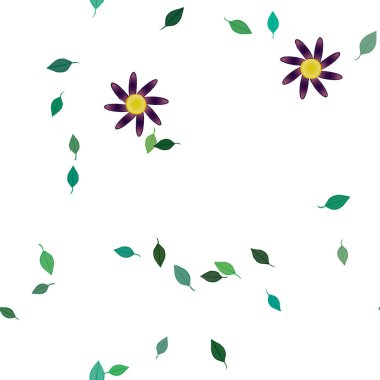 Yapraklı çiçek yapraklarının vektör çizimi, botanik arka plan