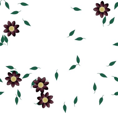 Yapraklı çiçek yapraklarının vektör çizimi, botanik arka plan