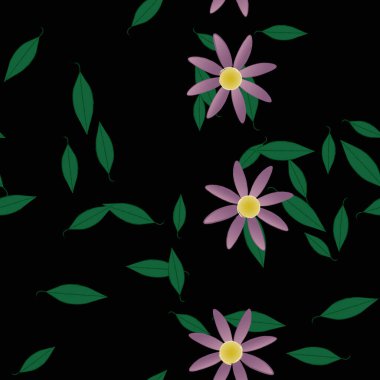 Yapraklı çiçek yapraklarının vektör çizimi, botanik arka plan