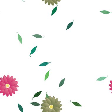 Yapraklı çiçek yapraklarının vektör çizimi, botanik arka plan