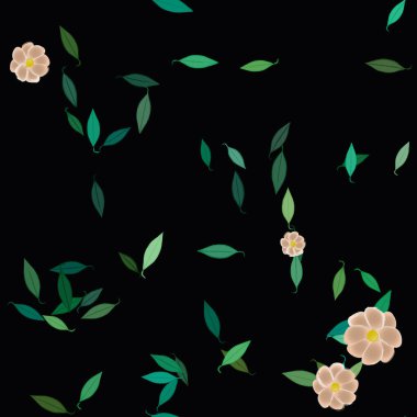 Yapraklı çiçek yapraklarının vektör çizimi, botanik arka plan