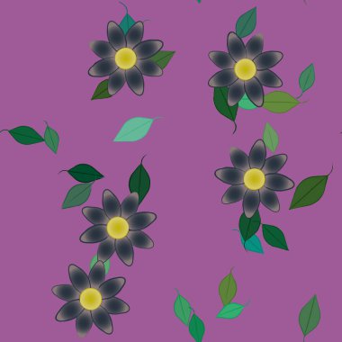 Yapraklı çiçek yapraklarının vektör çizimi, botanik arka plan