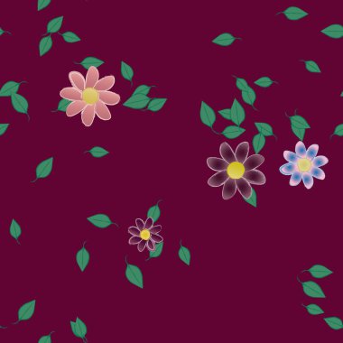 Yapraklı çiçek yapraklarının vektör çizimi, botanik arka plan