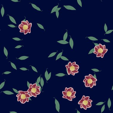 Yapraklı çiçek yapraklarının vektör çizimi, botanik arka plan