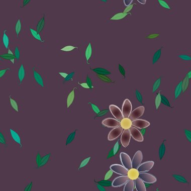 Yapraklı çiçek yapraklarının vektör çizimi, botanik arka plan