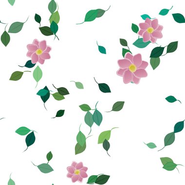 Yapraklı çiçek yapraklarının vektör çizimi, botanik arka plan