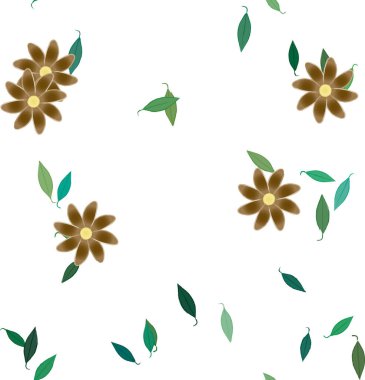 Yapraklı çiçek yapraklarının vektör çizimi, botanik arka plan