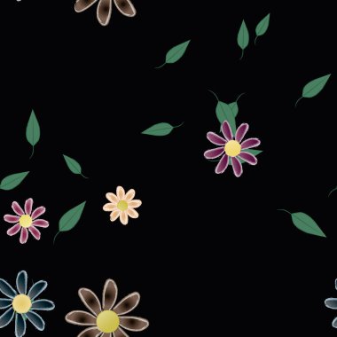 Yapraklı çiçek yapraklarının vektör çizimi, botanik arka plan