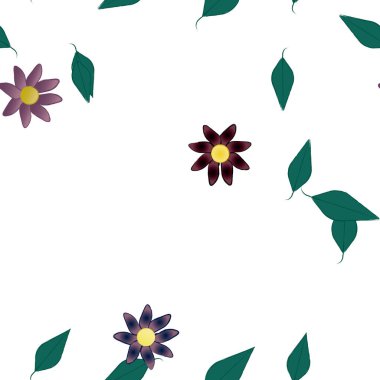 Yapraklı çiçek yapraklarının vektör çizimi, botanik arka plan