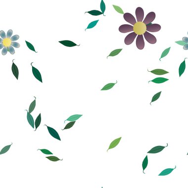 Yapraklı çiçek yapraklarının vektör çizimi, botanik arka plan