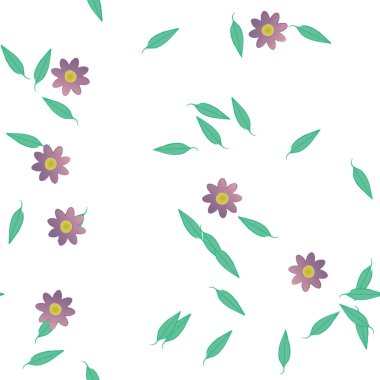 Yapraklı çiçek yapraklarının vektör çizimi, botanik arka plan