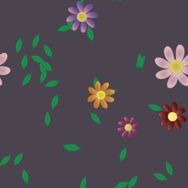 Yapraklı çiçek yapraklarının vektör çizimi, botanik arka plan