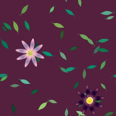 Yapraklı çiçek yapraklarının vektör çizimi, botanik arka plan