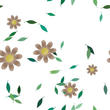 Yapraklı çiçek yapraklarının vektör çizimi, botanik arka plan