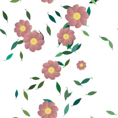 Yapraklı çiçek yapraklarının vektör çizimi, botanik arka plan