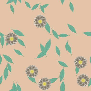 Yapraklı çiçek yapraklarının vektör çizimi, botanik arka plan