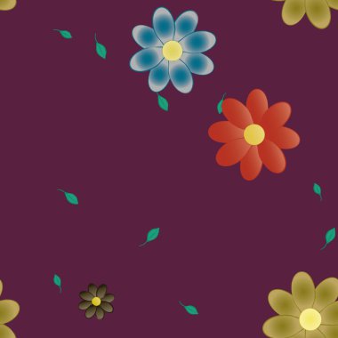 Yapraklı çiçek yapraklarının vektör çizimi, botanik arka plan