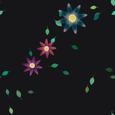 Yapraklı çiçek yapraklarının vektör çizimi, botanik arka plan