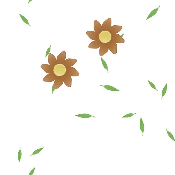 Vector Ilustración Flores Verano Pétalos Con Hojas Fondo Botánico — Vector de stock