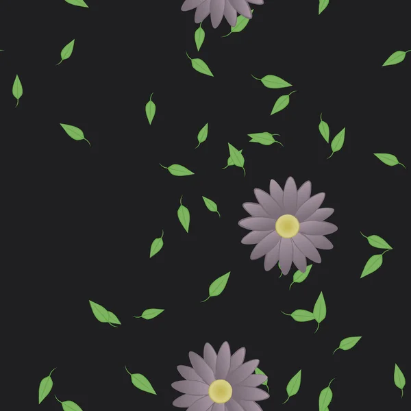 Illustration Vectorielle Pétales Fleurs Été Avec Feuilles Fond Botanique — Image vectorielle