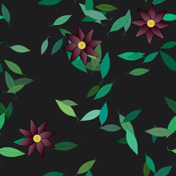 Vector Ilustración Flores Verano Pétalos Con Hojas Fondo Botánico — Archivo Imágenes Vectoriales