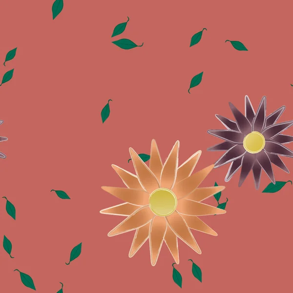 Vektor Illustration Von Sommerblumen Blütenblätter Mit Blättern Botanischer Hintergrund — Stockvektor