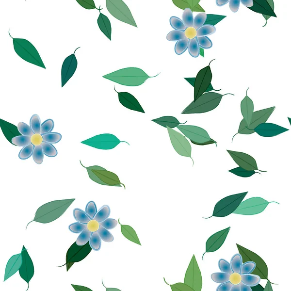 Yapraklı çiçek yapraklarının vektör çizimi, botanik arka plan