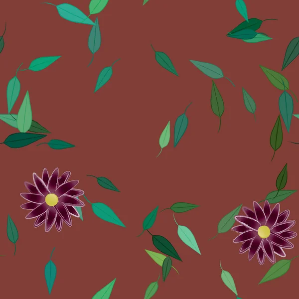 Illustration Vectorielle Pétales Fleurs Été Avec Feuilles Fond Botanique — Image vectorielle