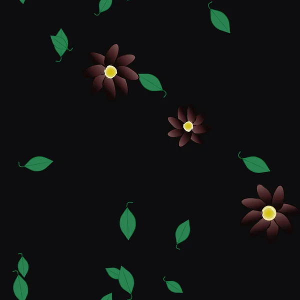 Vector Ilustración Flores Verano Pétalos Con Hojas Fondo Botánico — Vector de stock