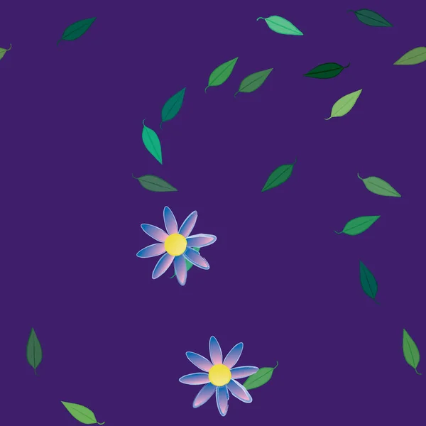 Illustration Vectorielle Pétales Fleurs Été Avec Feuilles Fond Botanique — Image vectorielle