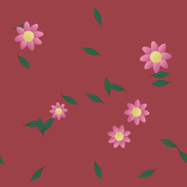 Illustration Vectorielle Pétales Fleurs Été Avec Feuilles Fond Botanique — Image vectorielle