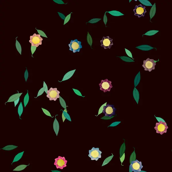 Vektor Illustration Sommar Blommor Kronblad Med Blad Botanisk Bakgrund — Stock vektor