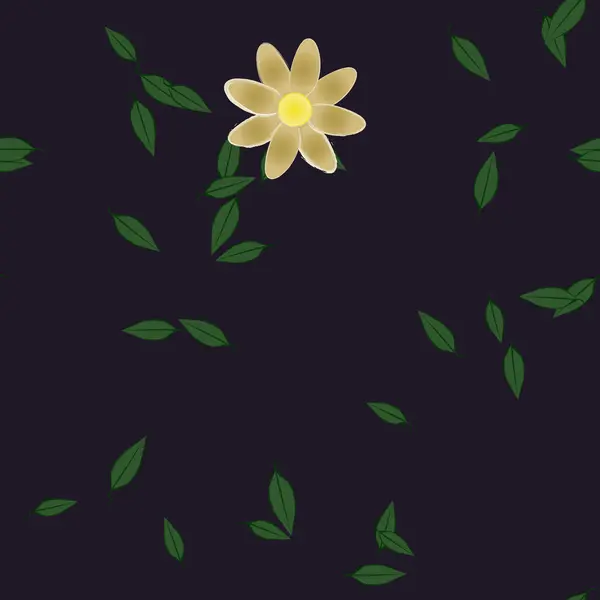 葉を持つ夏の花の花弁のベクトル図植物の背景 — ストックベクタ