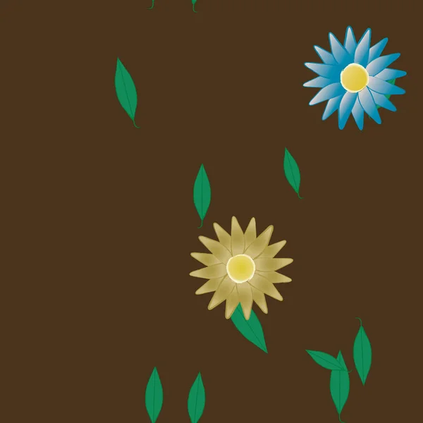 Vector Ilustración Flores Verano Pétalos Con Hojas Fondo Botánico — Archivo Imágenes Vectoriales