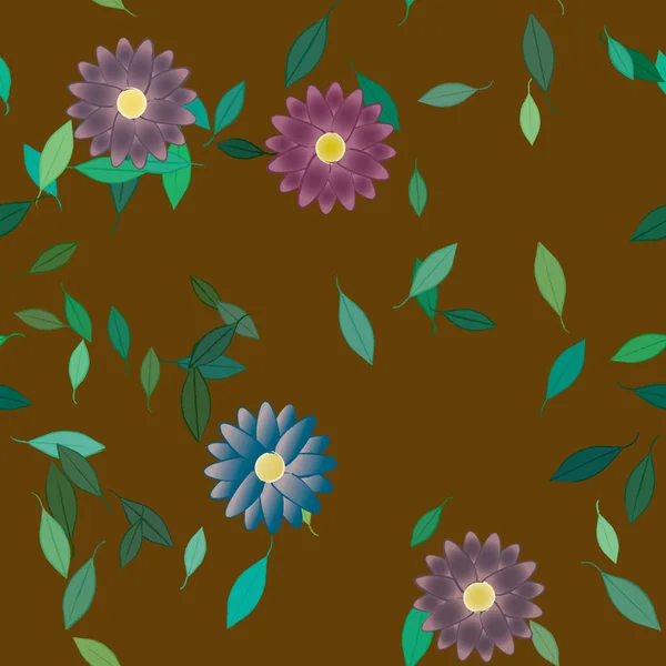 Vector Ilustración Flores Verano Pétalos Con Hojas Fondo Botánico — Vector de stock