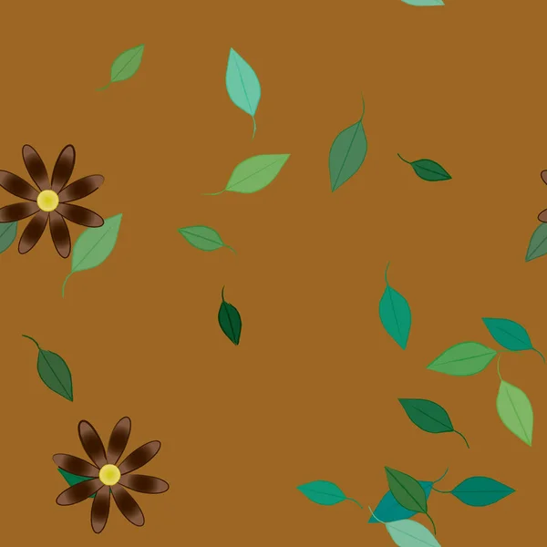 Vector Illustratie Van Zomerbloemen Bloemblaadjes Met Bladeren Botanische Achtergrond — Stockvector