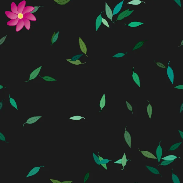 Vector Ilustración Flores Verano Pétalos Con Hojas Fondo Botánico — Vector de stock