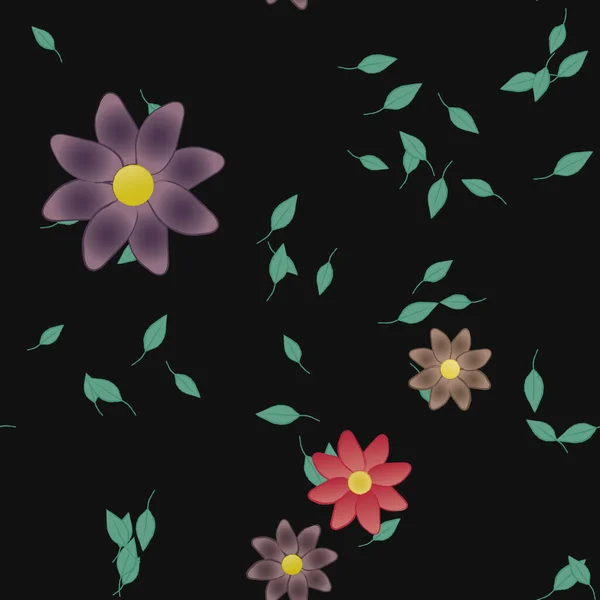 Illustration Vectorielle Pétales Fleurs Été Avec Feuilles Fond Botanique — Image vectorielle