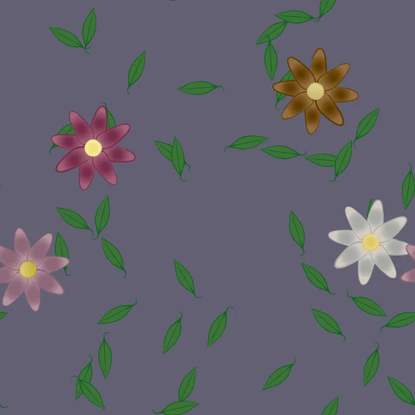 Illustration Vectorielle Pétales Fleurs Été Avec Feuilles Fond Botanique — Image vectorielle