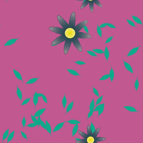 Vector Illustratie Van Zomerbloemen Bloemblaadjes Met Bladeren Botanische Achtergrond — Stockvector