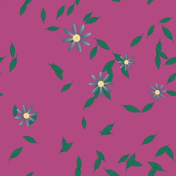 Illustration Vectorielle Pétales Fleurs Été Avec Feuilles Fond Botanique — Image vectorielle