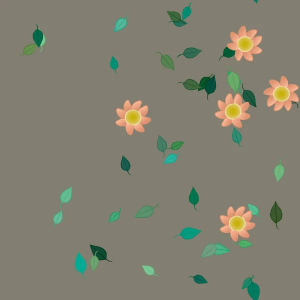 Illustration Vectorielle Pétales Fleurs Été Avec Feuilles Fond Botanique — Image vectorielle